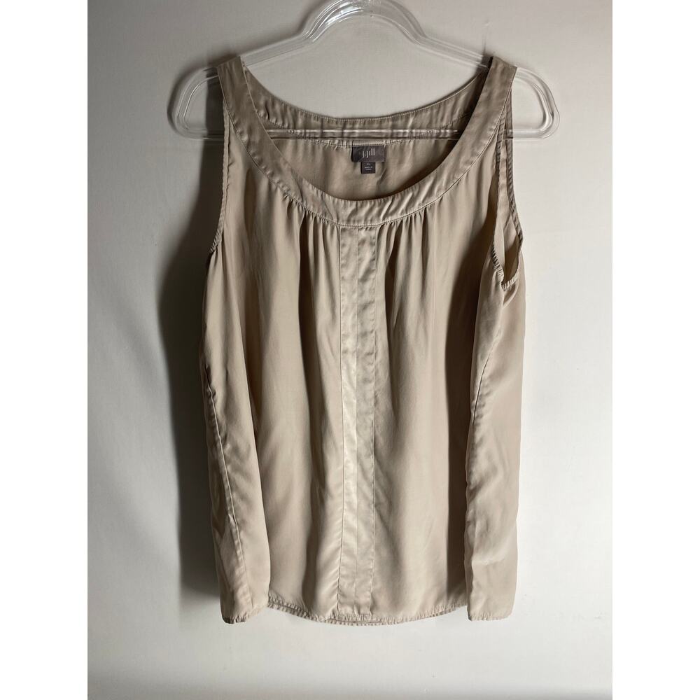 J. Jill Neutral Cream Pleated Scoop Neck Tank